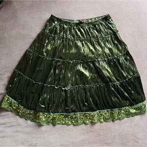 Elegant Green Velvet Skirt